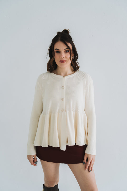 Frill Cardi Off White