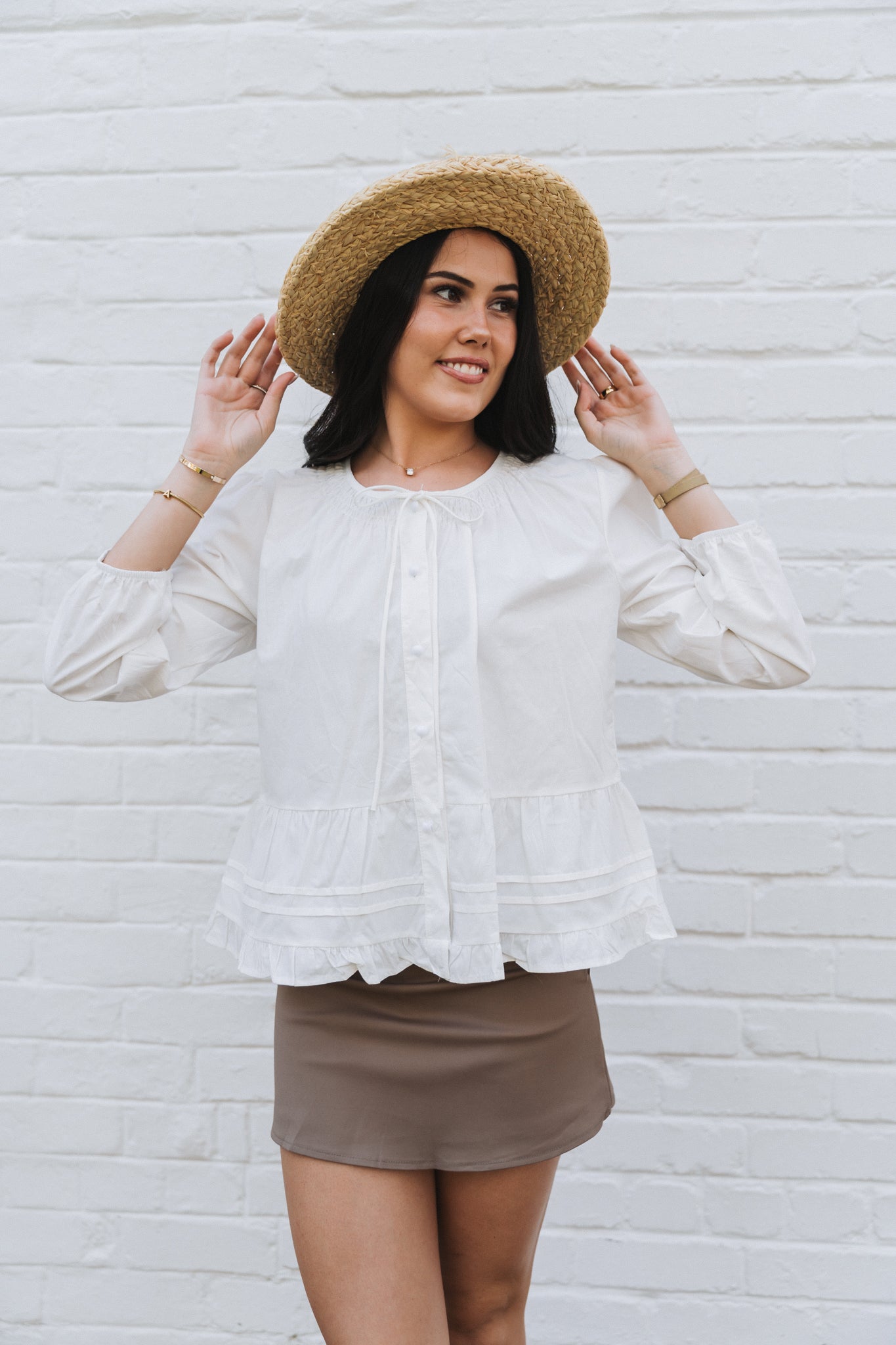 Bella Blouse White | One Size / Fits 32-36