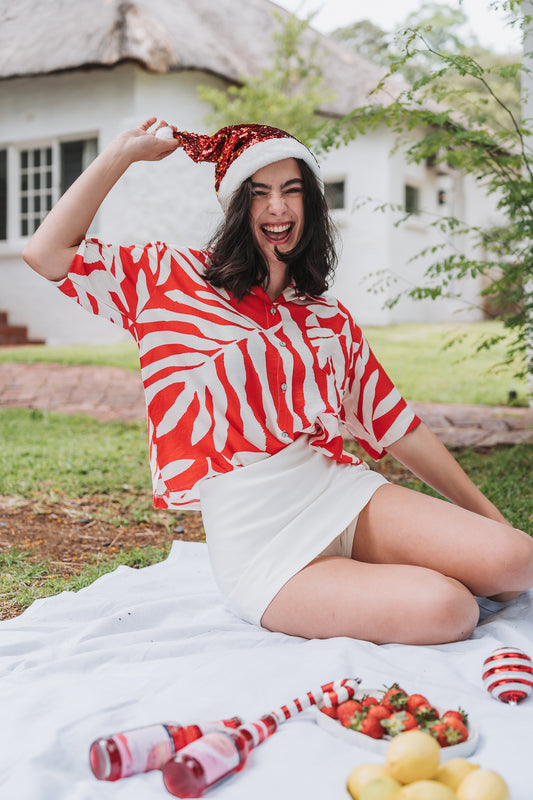 Palm Blouse Red