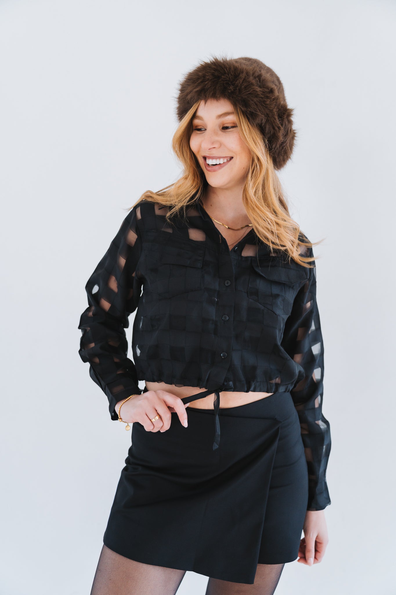 Square Blouse Black | One Size / Fits 30-32