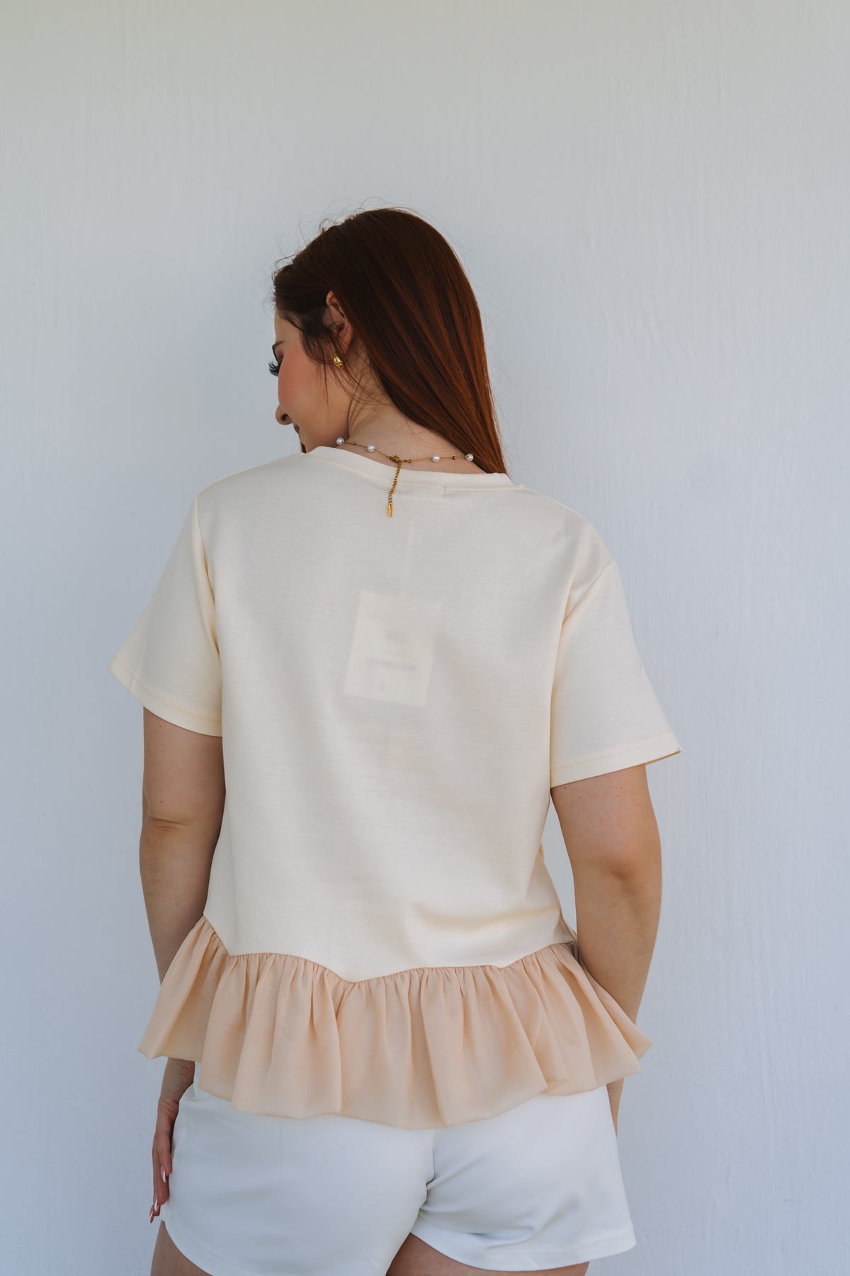 Silk Frill Tee Cream | One Size / Fits 30-34
