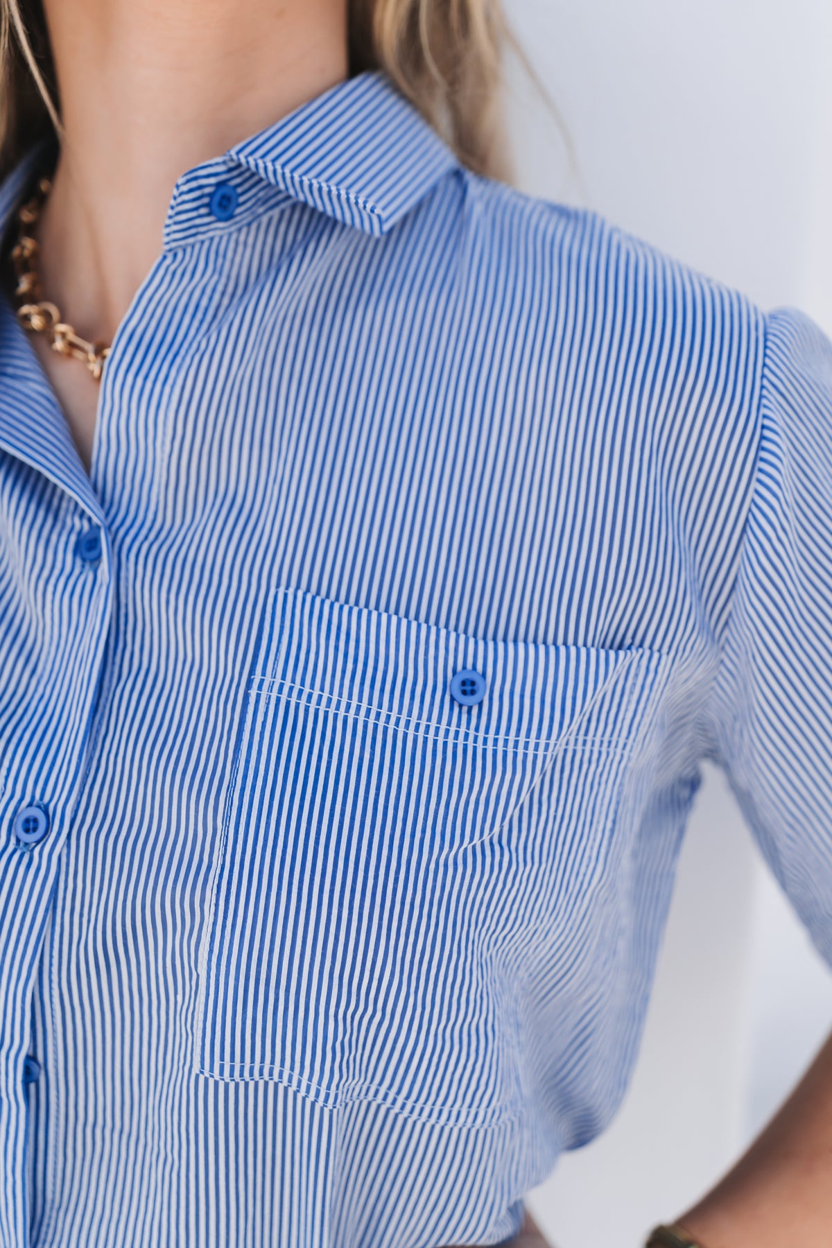 Santorini Short Blouse Blue | One Size / Fits 30-34