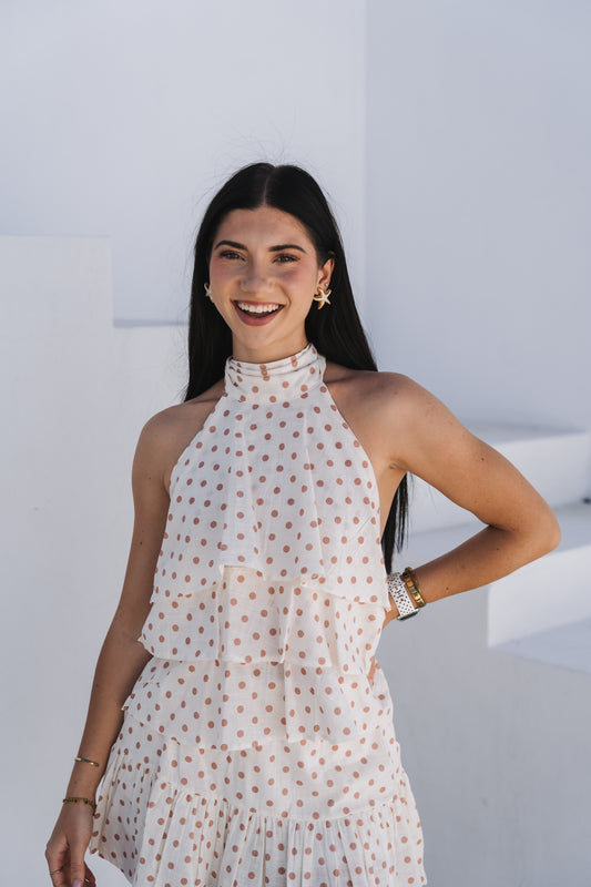 Polka Halter Top Burnt| One Size / Fits 30-34