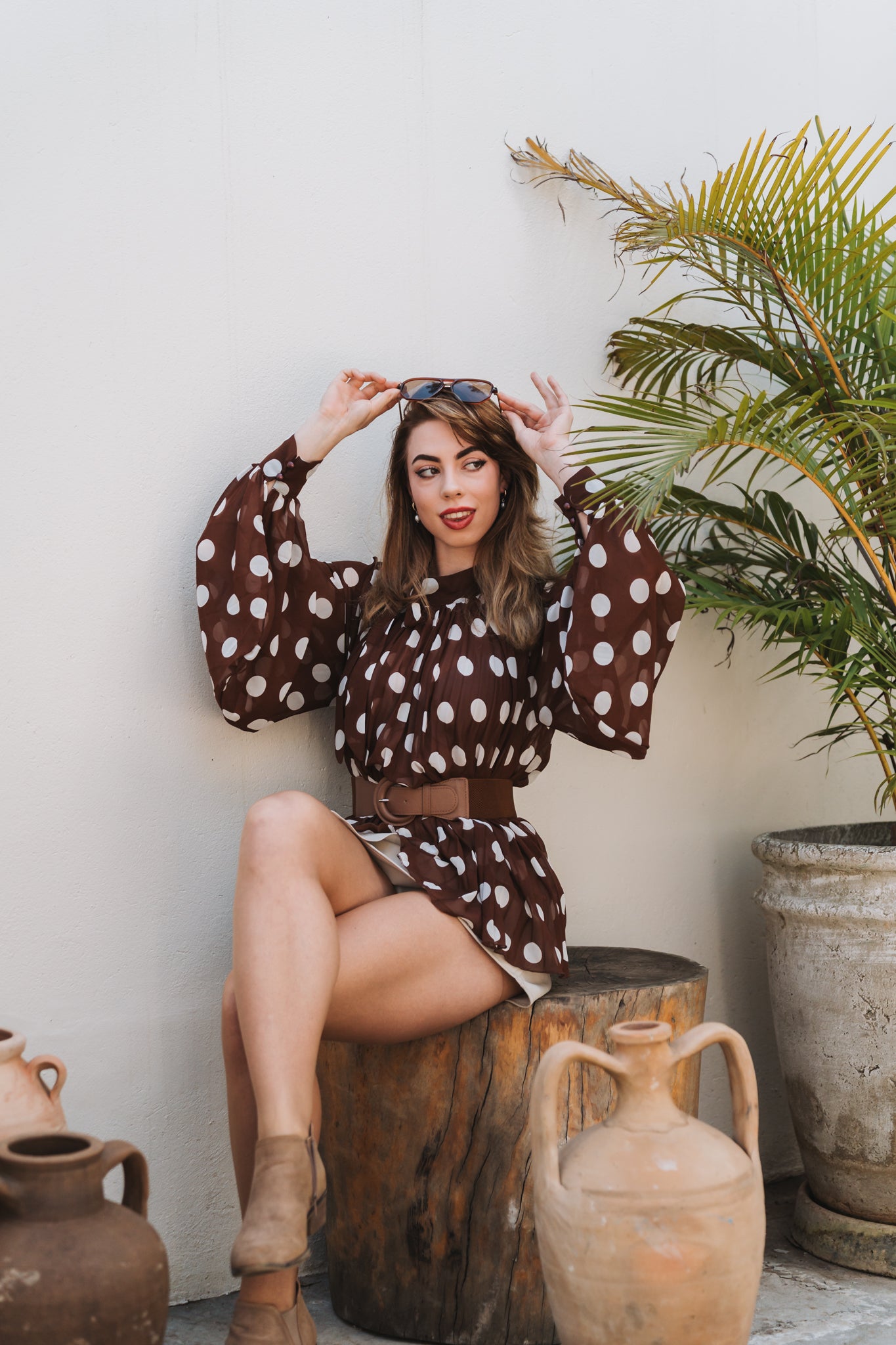 Polka Top Brown