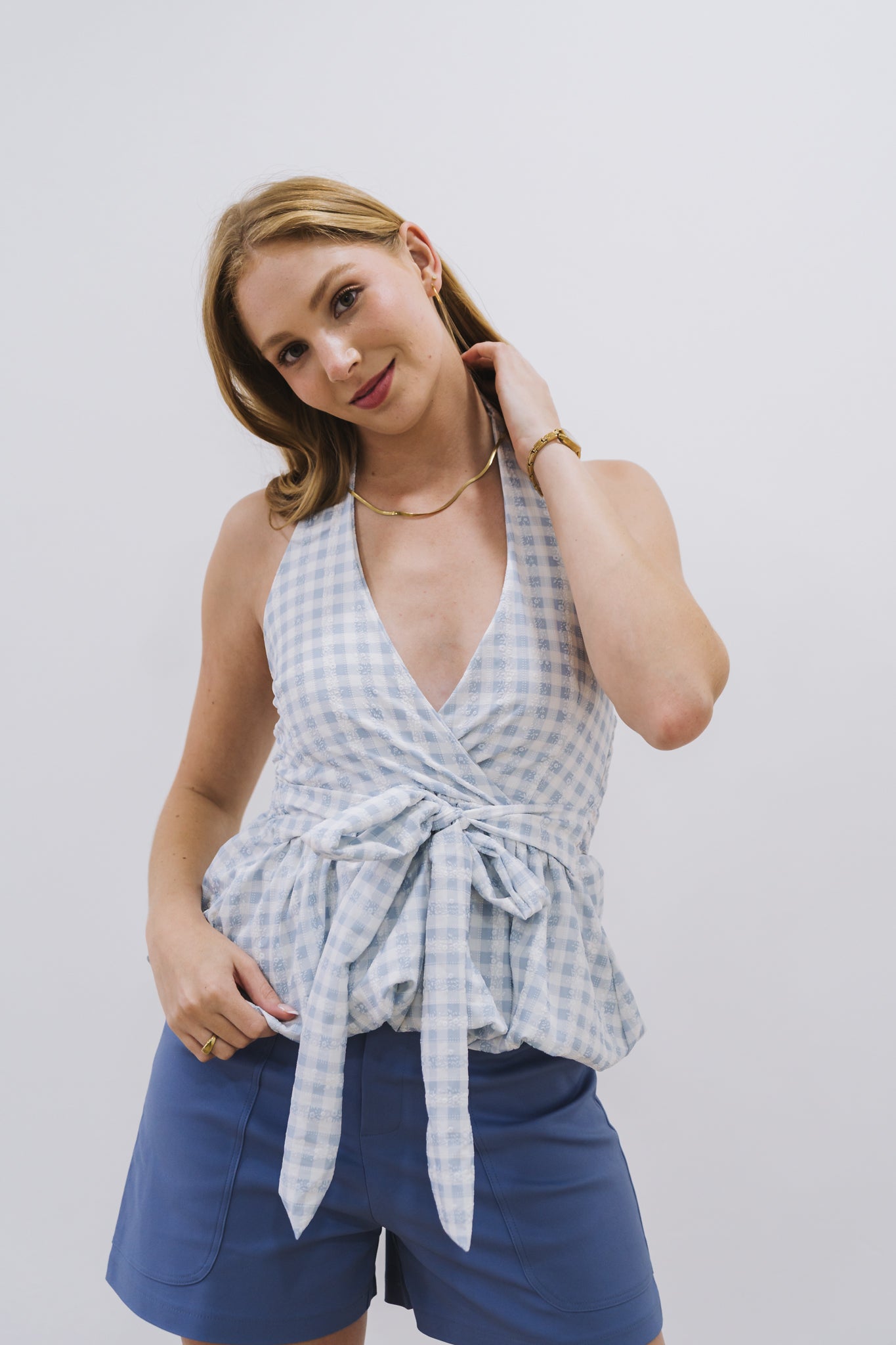 Picnic Wrap Top Blue