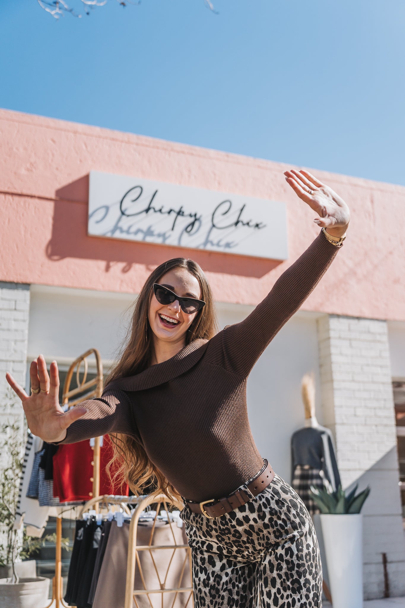 Off Shoulder Knit Brown