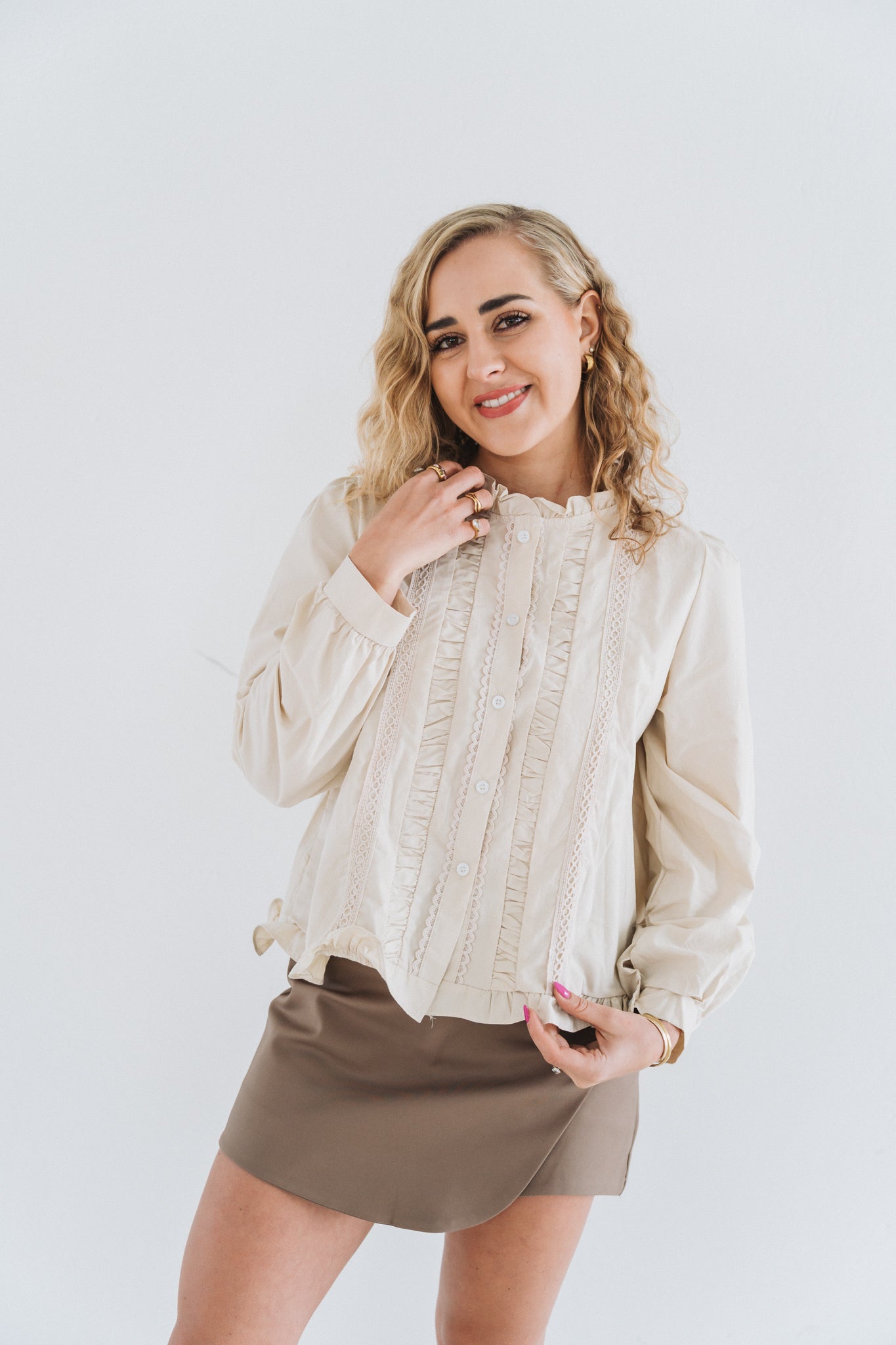 Demi Blouse Cream | One Size / Fits 30-34