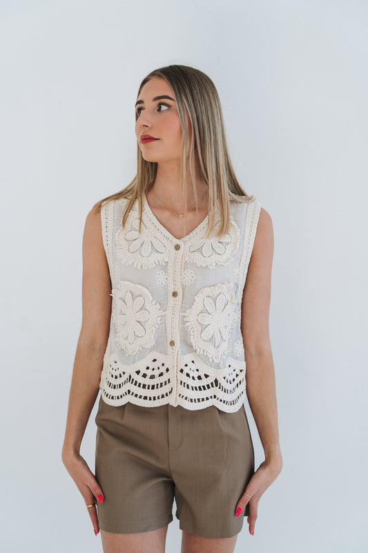 Boho Waistcoat Cream | One Size / Fits 30-34