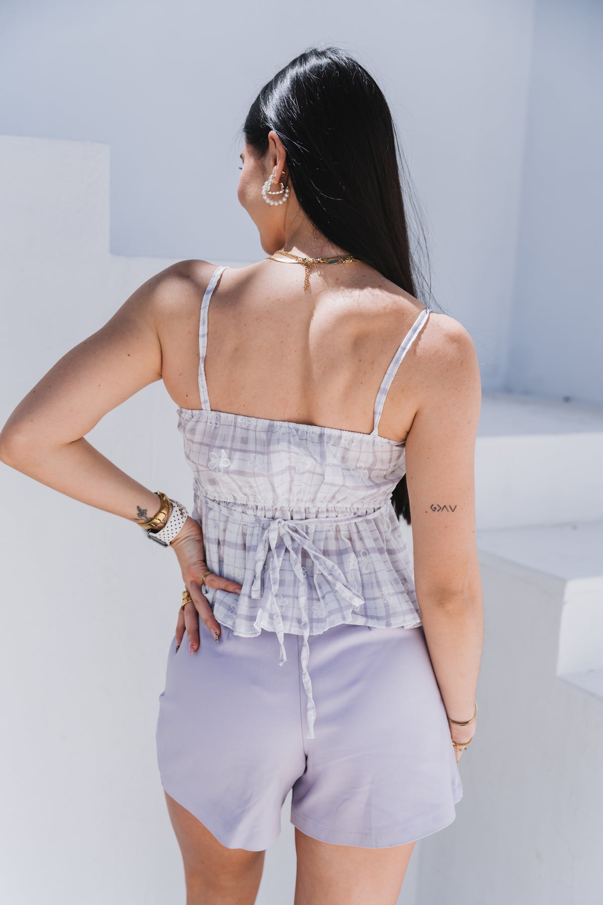 Gingham Top Lilac| One Size / Fits 30-34