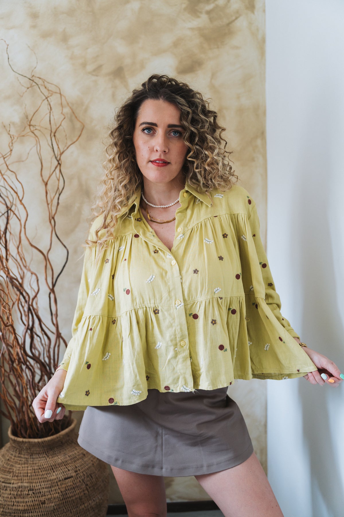 Lino Set Blouse Yellow | One Size / Fits 32-36