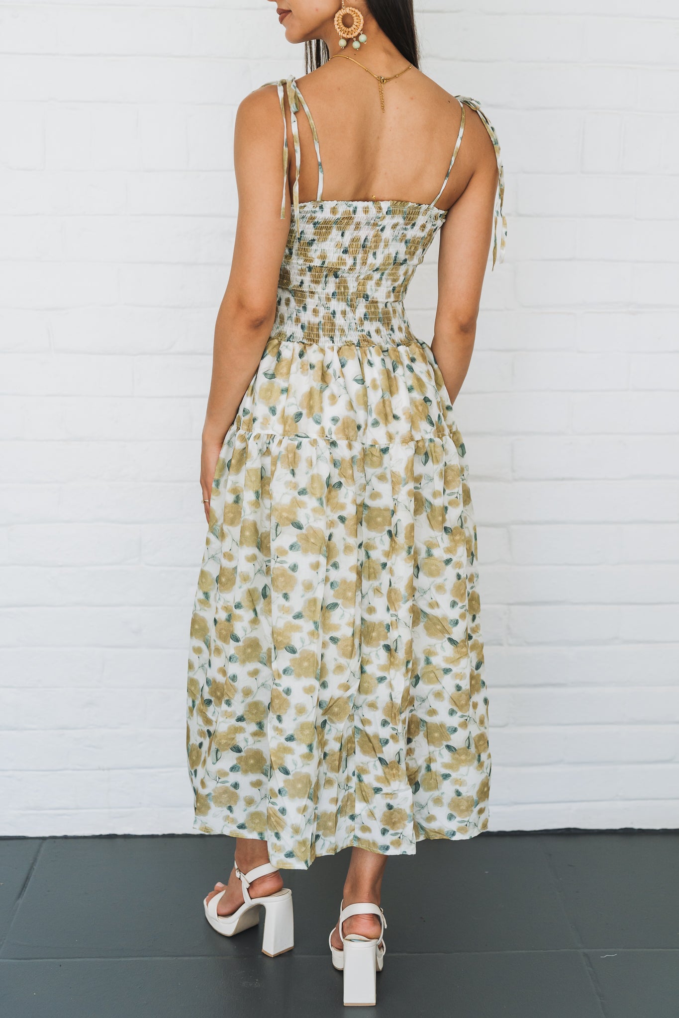 Boho Floral Dress Green