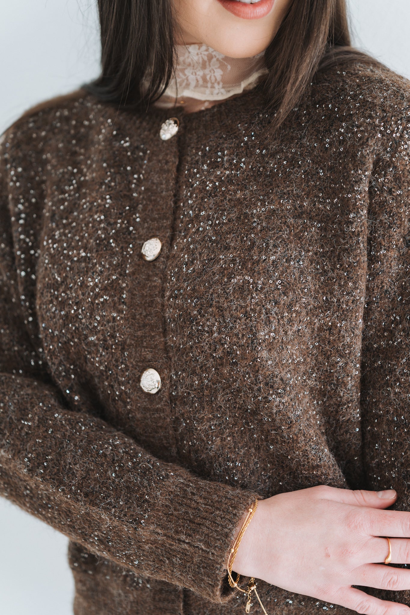 Glitsy Cardigan Brown | One Size / Fits 30-34