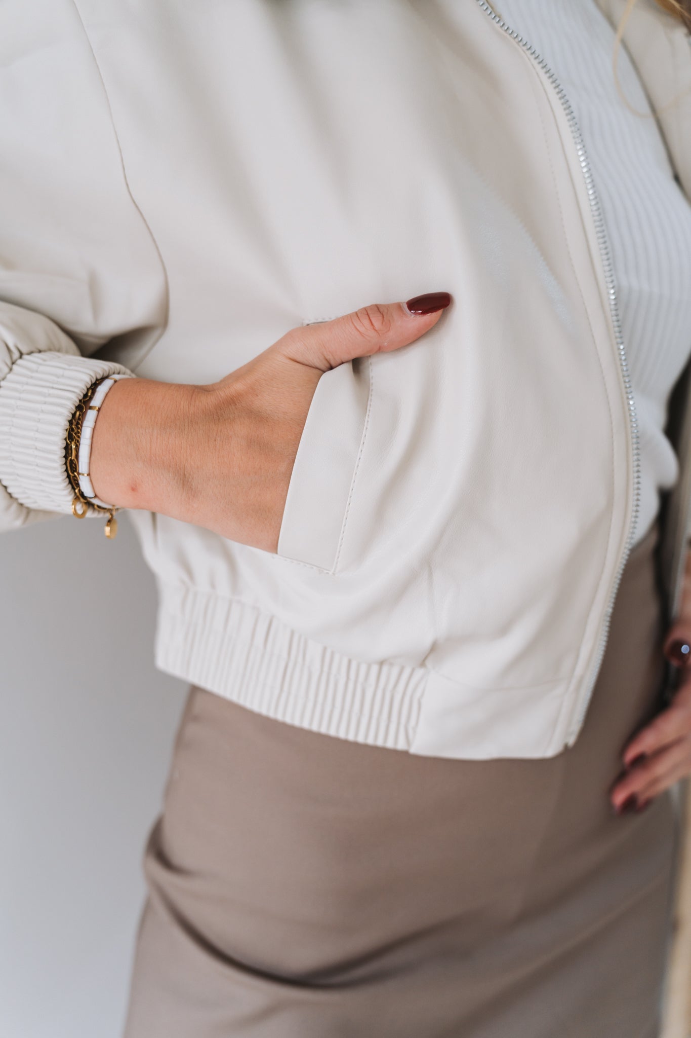 Pleather Jacket Cream
