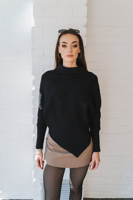 Poncho Knit Black | One Size  / 30-34