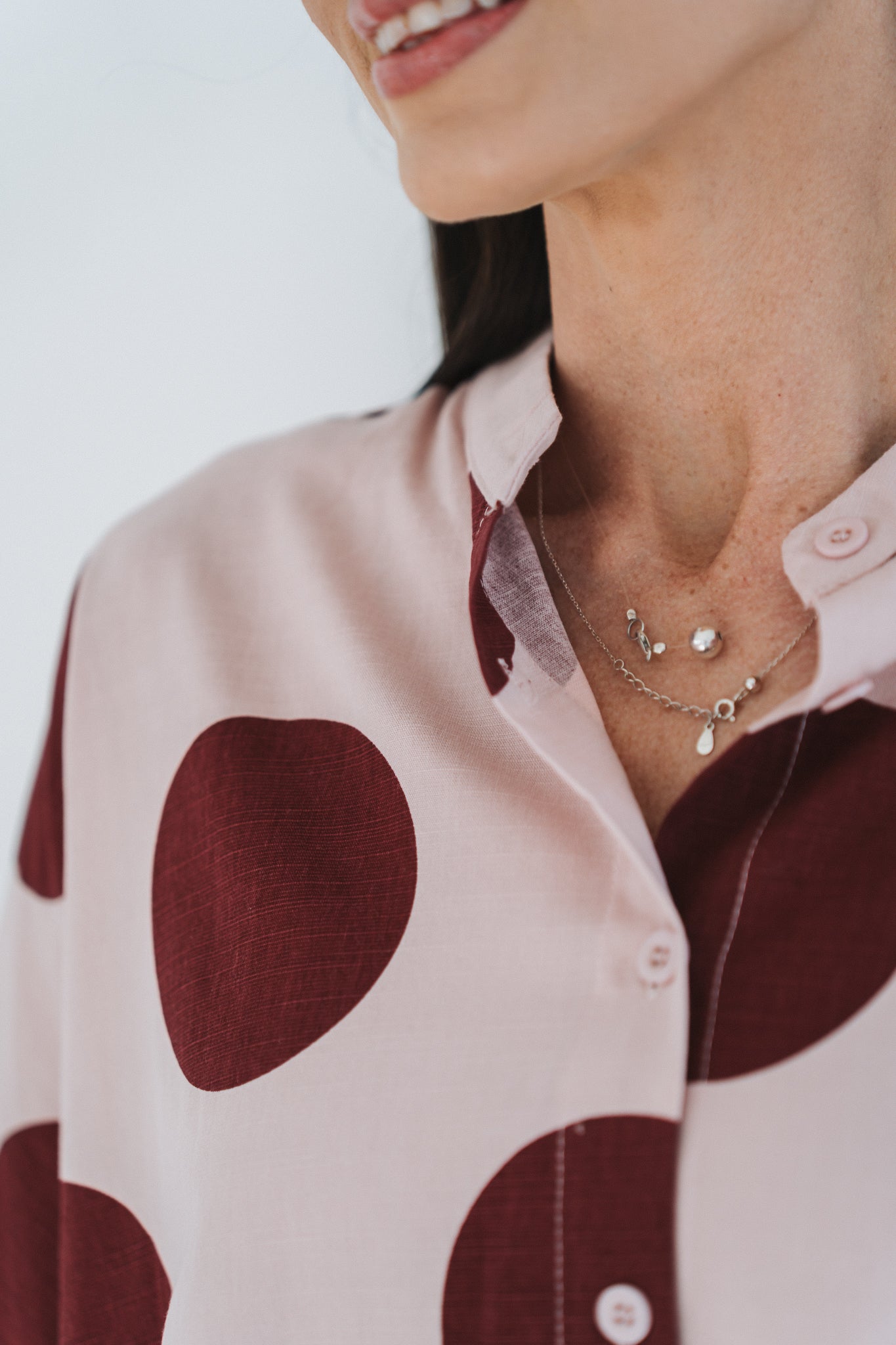 Large Polka Blouse Pink | One Size / 32-38