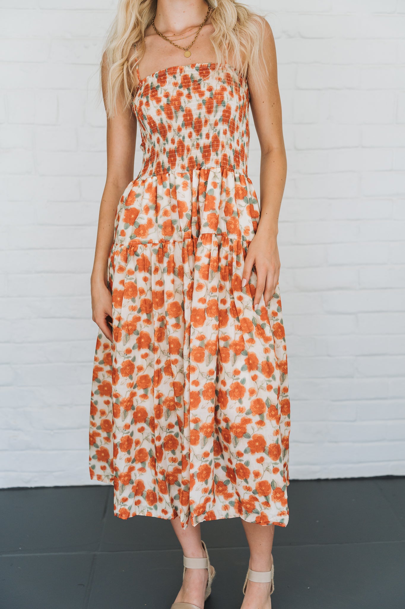 Boho Floral Dress Rust