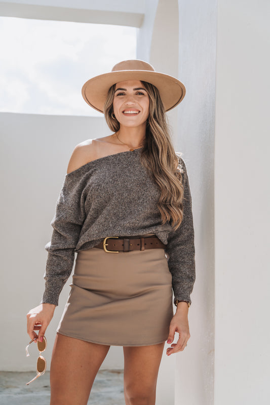 Open Shoulder Knit Brown | Available Size M-L