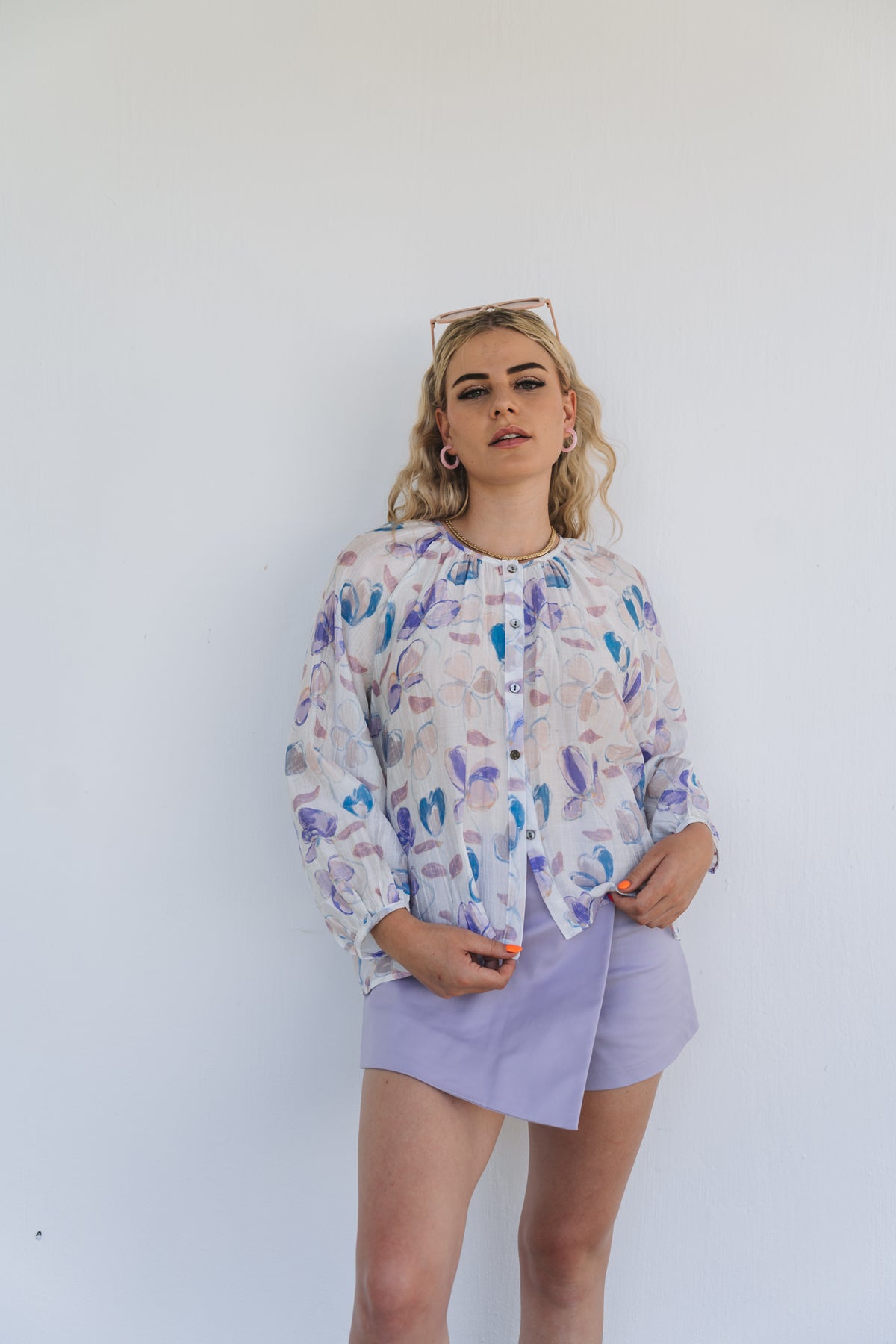Lilac Floral Blouse | One Size / Fits 30-36