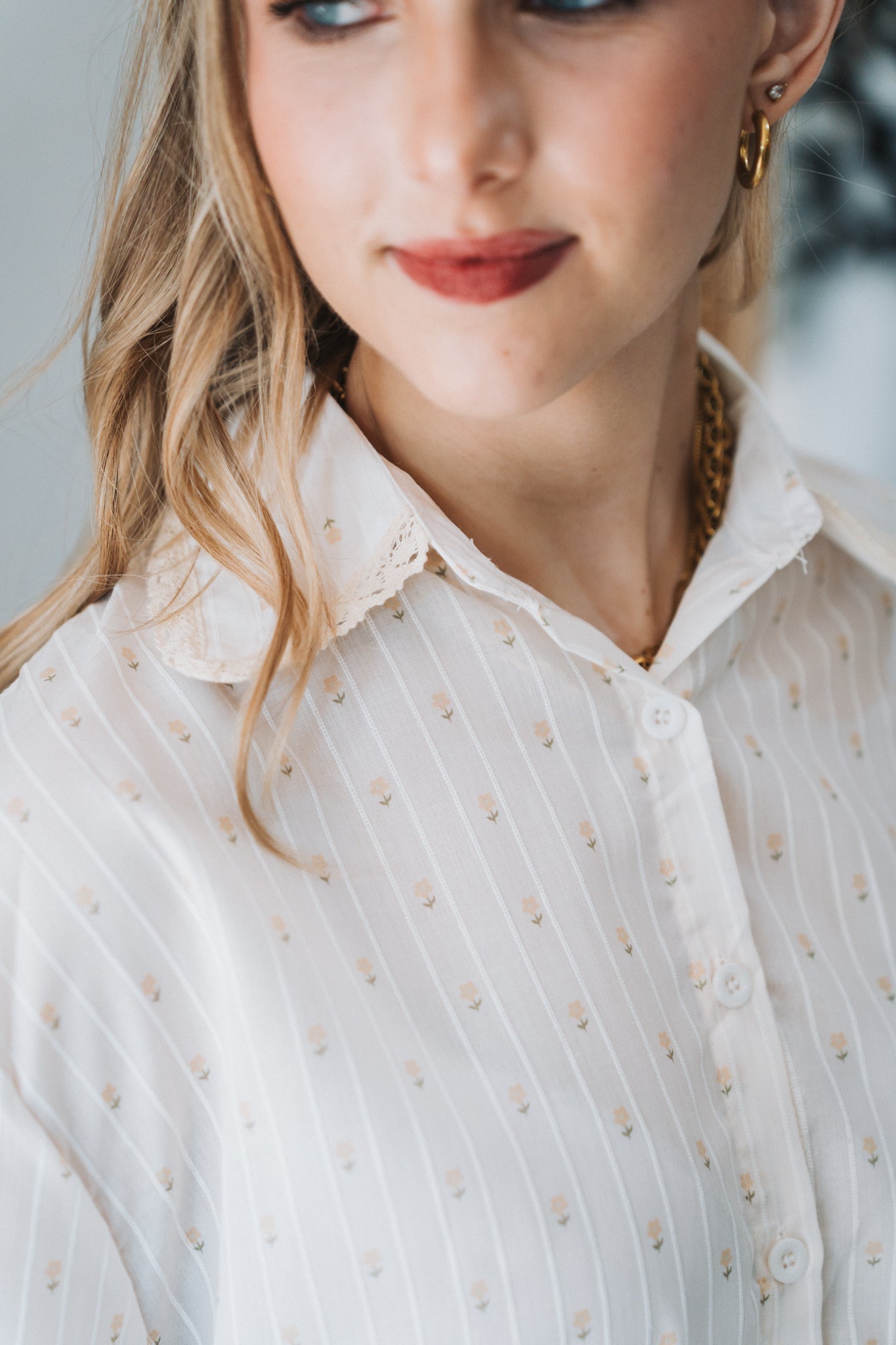 Ditsy  Blouse Cream