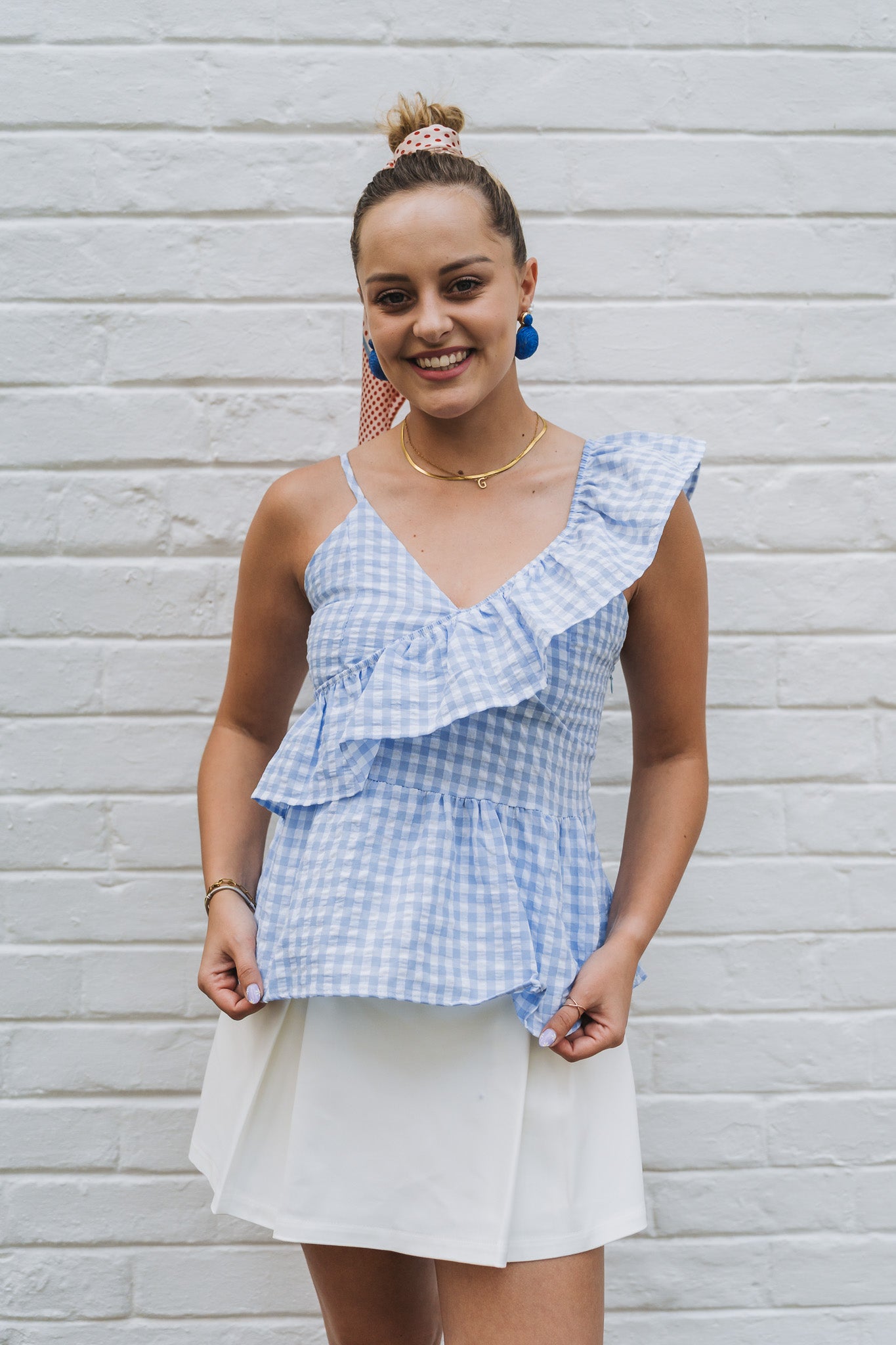 Picnic Frill Top Blue
