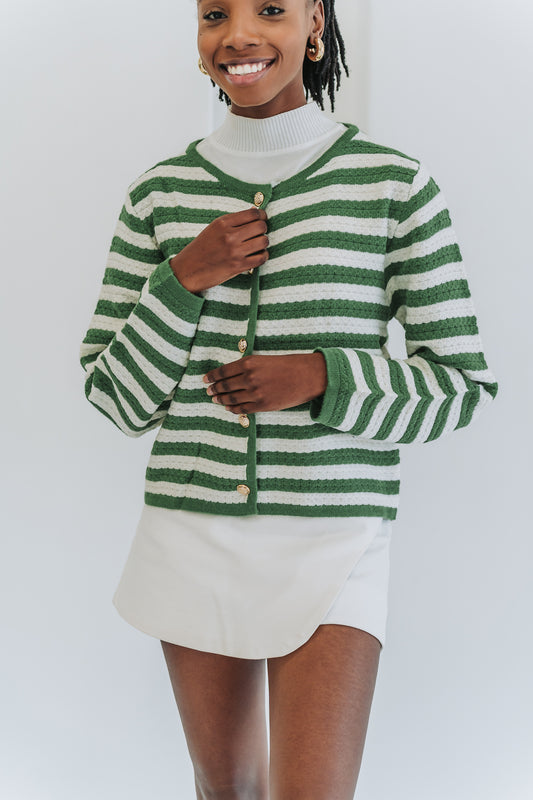 Green Stripe Cardi