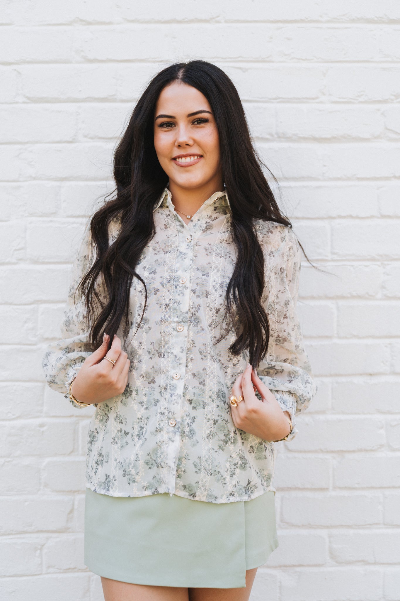 Bouquet Blouse Sage | One Size / Fits 32-36