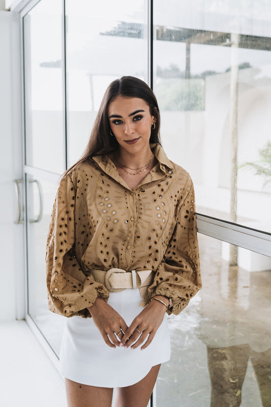 Rust Anglaise Blouse | One Size / Fits 30-34