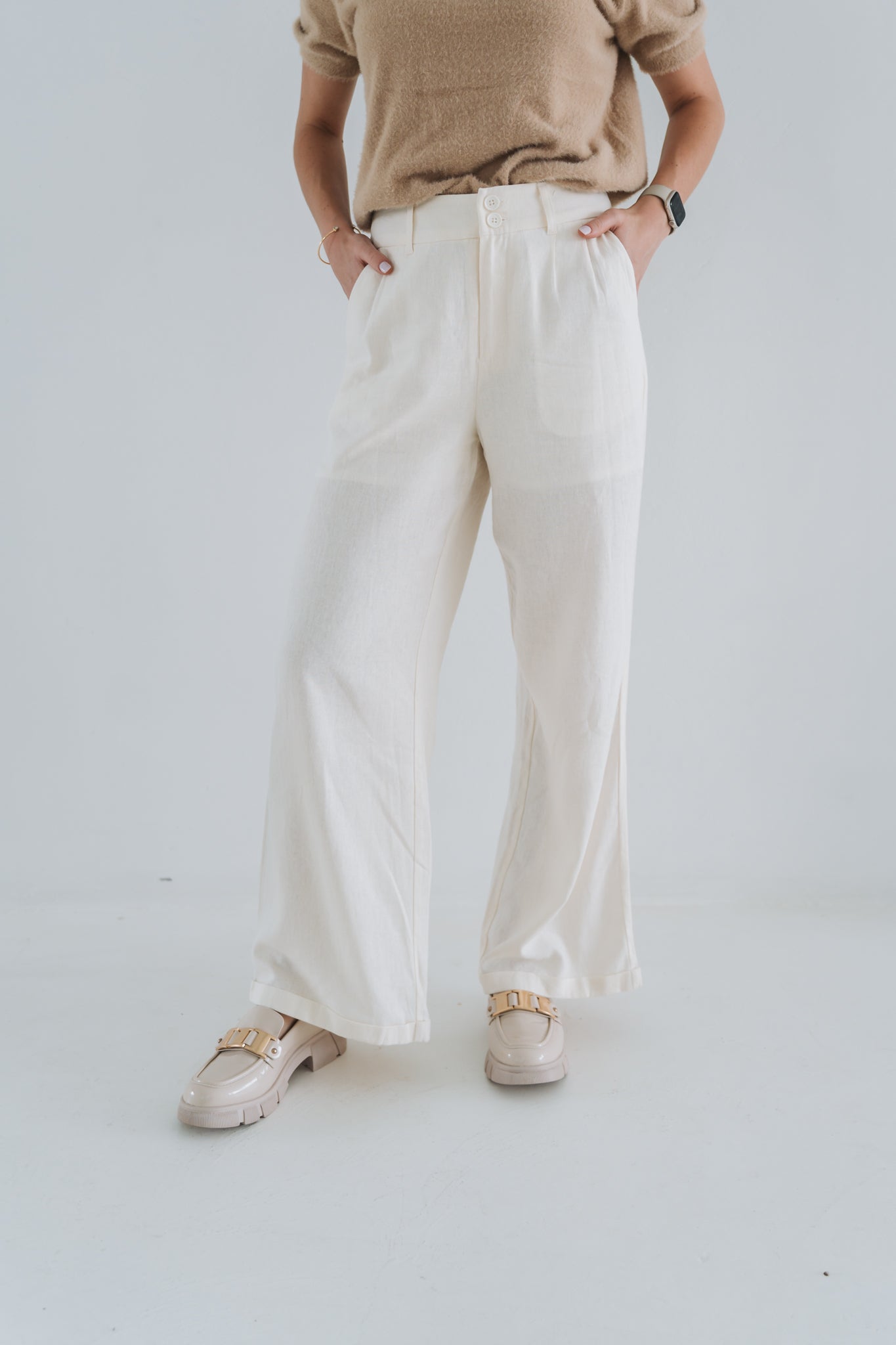 Beige Linen Trouser | Available in Size 30-36