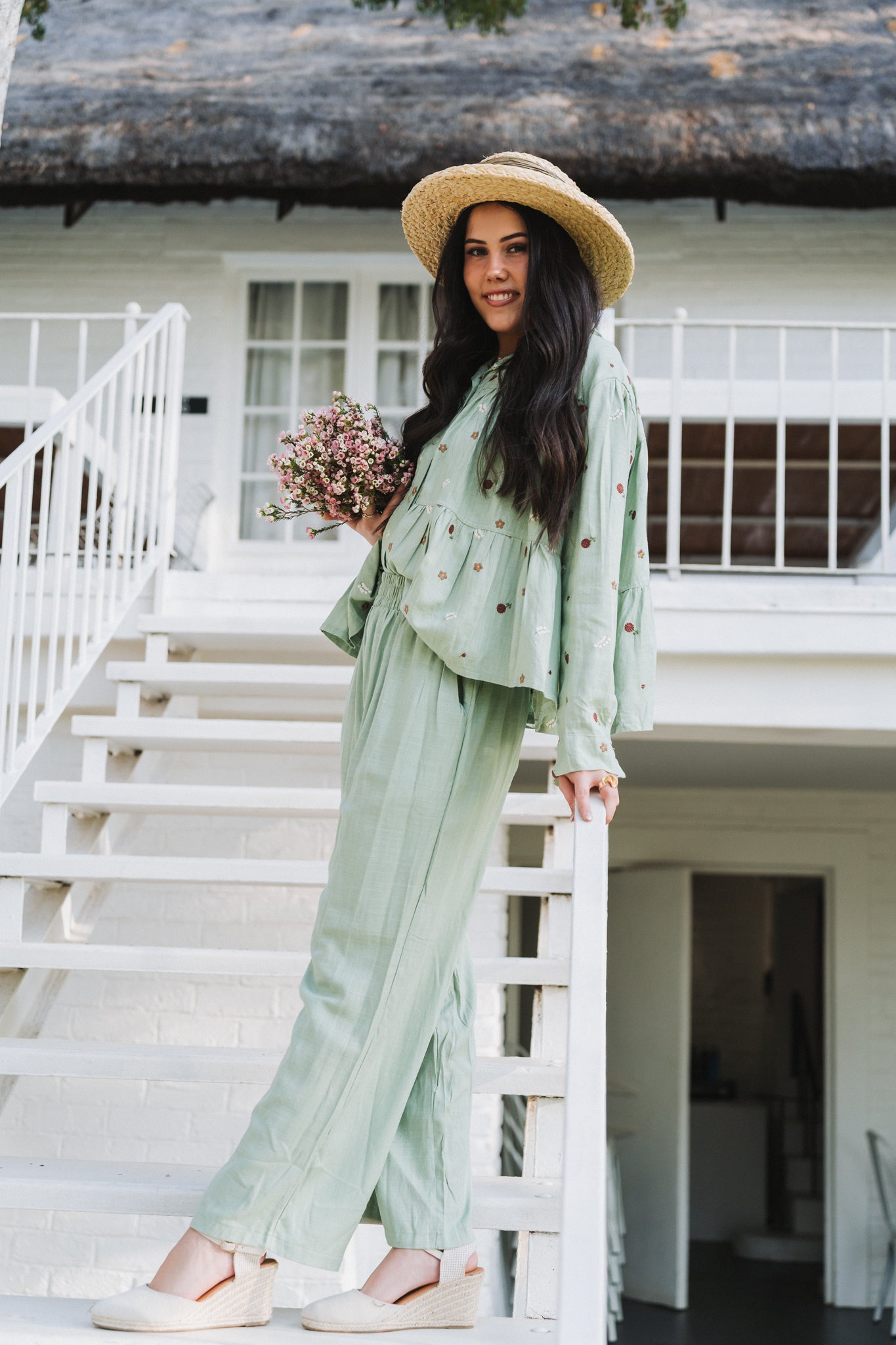 Lino Set Blouse Mint | One Size / Fits 32-36