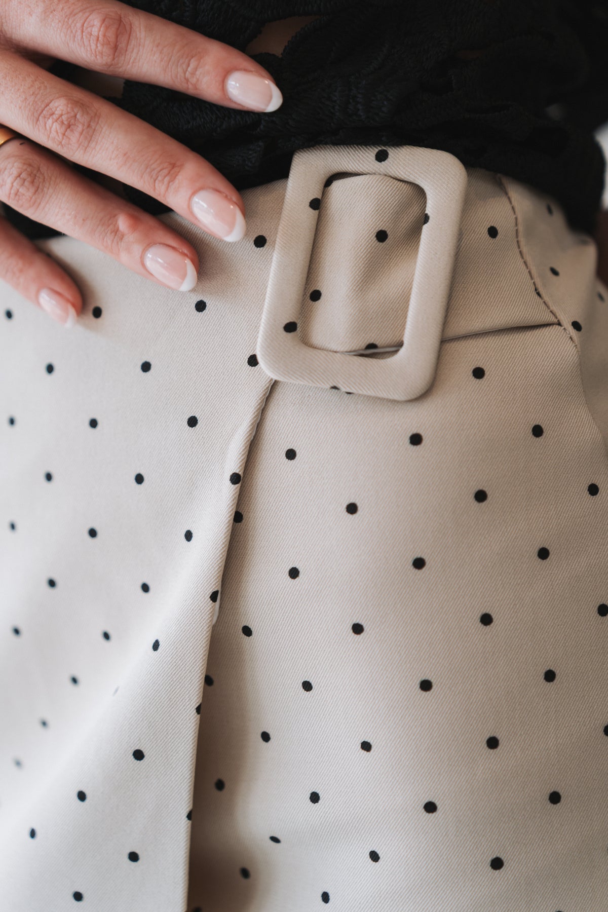 Tiny Polka Skirt Cream