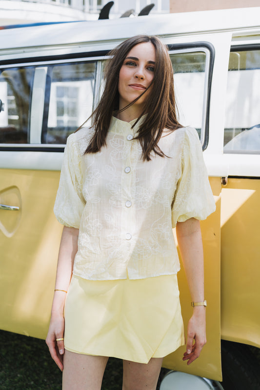 Pastel Blouse Yellow| One Size/ Fits 30-34