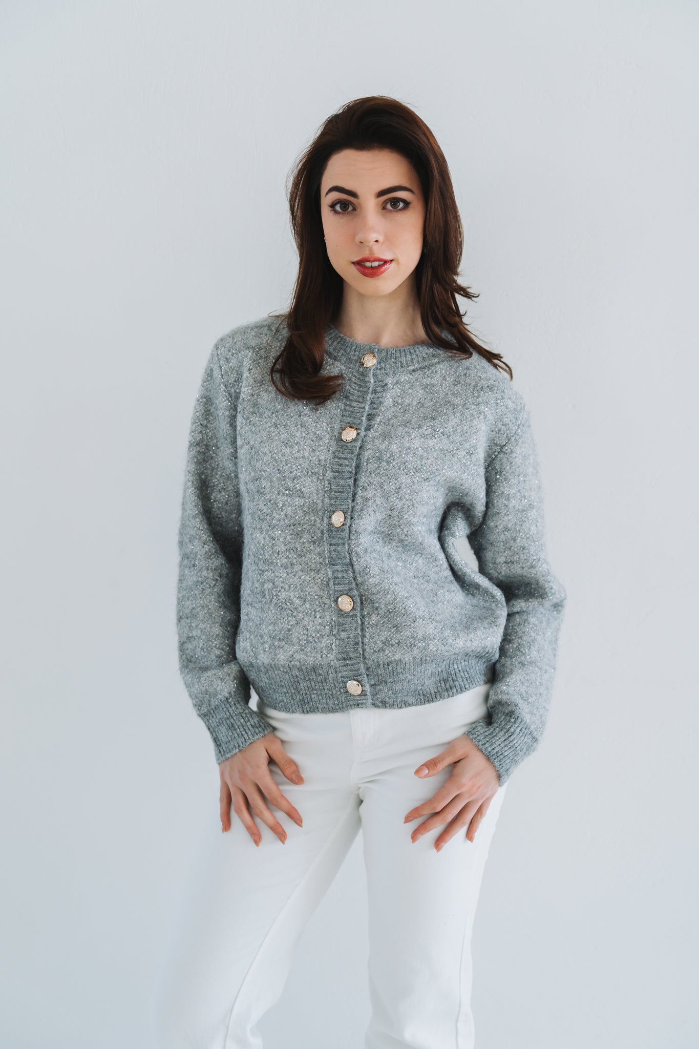 Glitsy Cardigan Grey | One Size / Fits 30-36