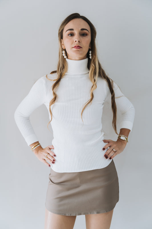 Ribbed Polo White