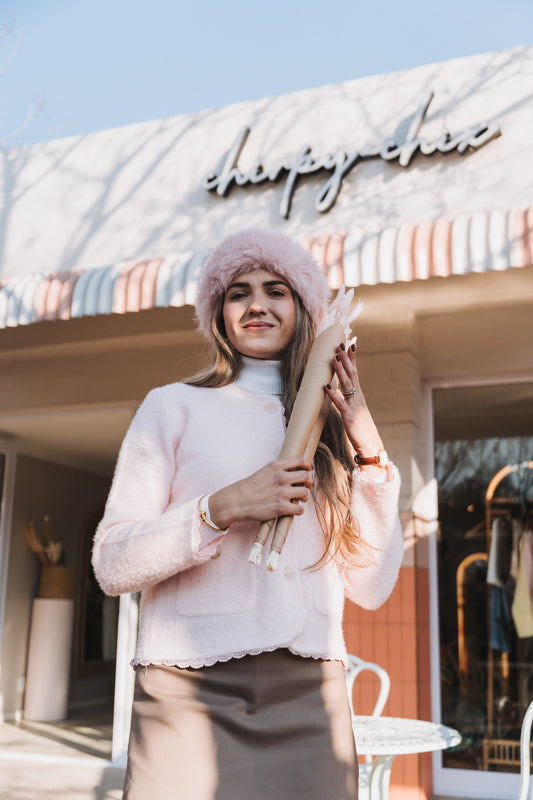 Lace Trim Cardi Pink