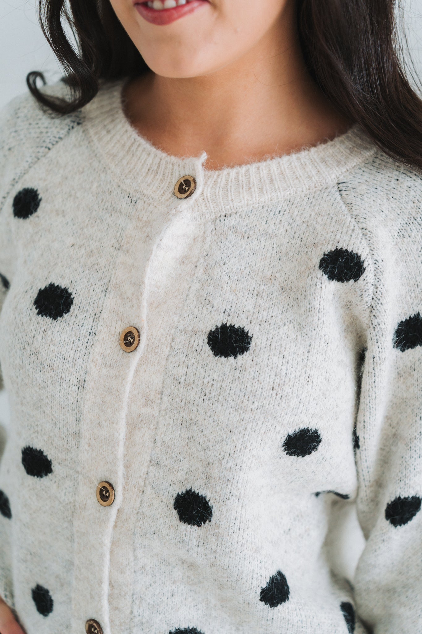 Polka Cardigan Beige | One Size / Fits 30-34