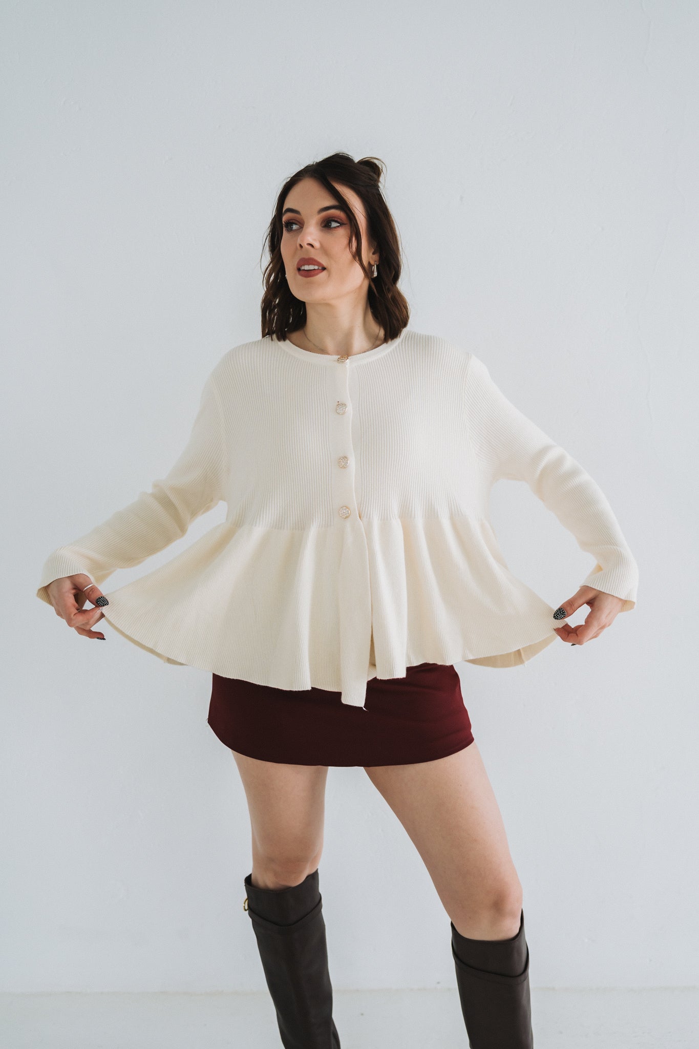 Frill Cardi Off White