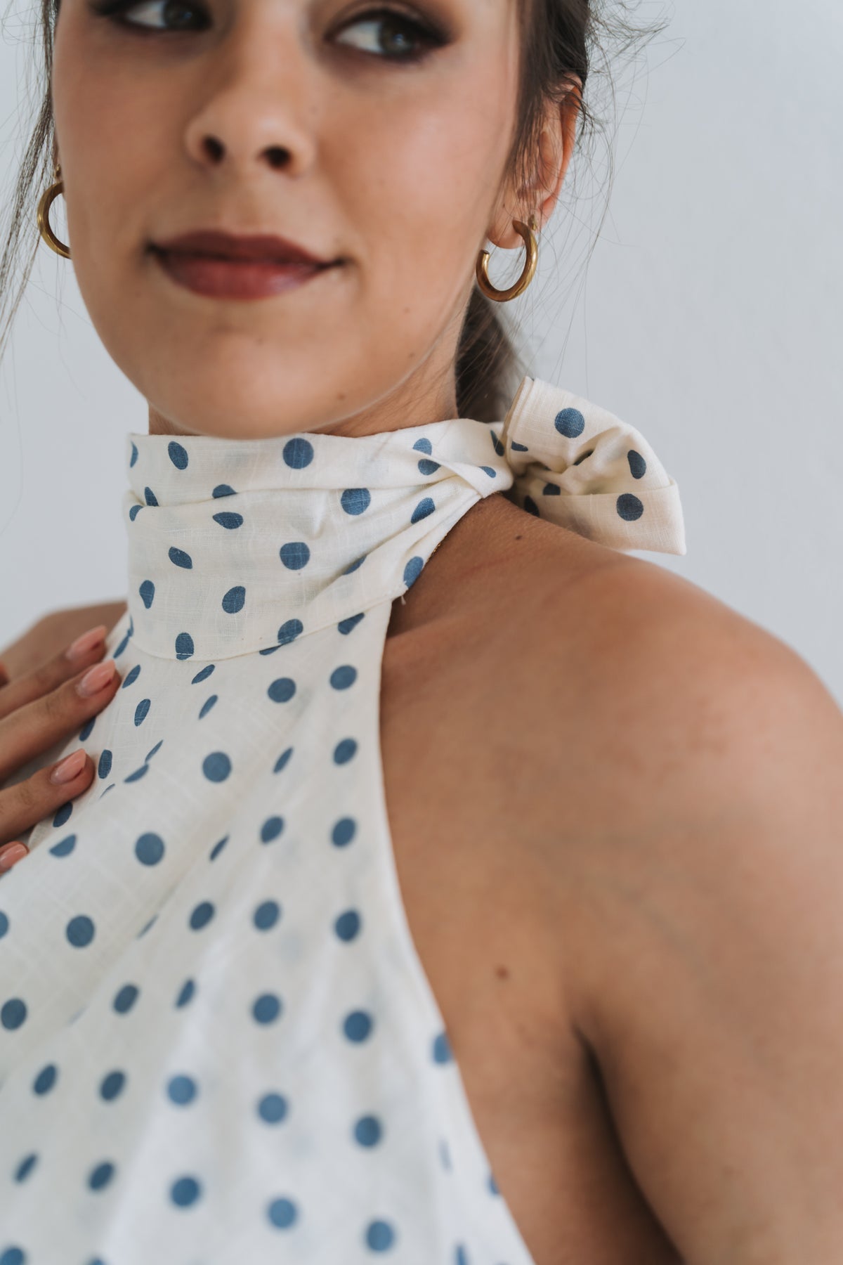 Polka Halter Top Blue | One Size/ Fits 30-34