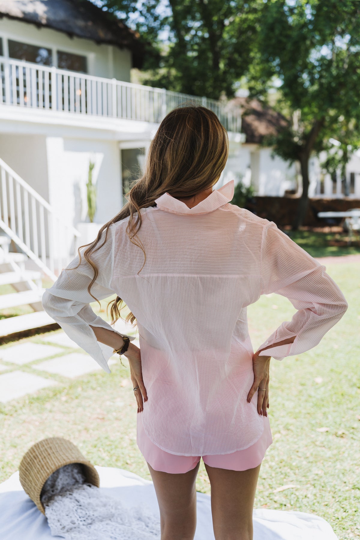 Santorini Two Tone Blouse Pink| One Size/ Fits 30-34