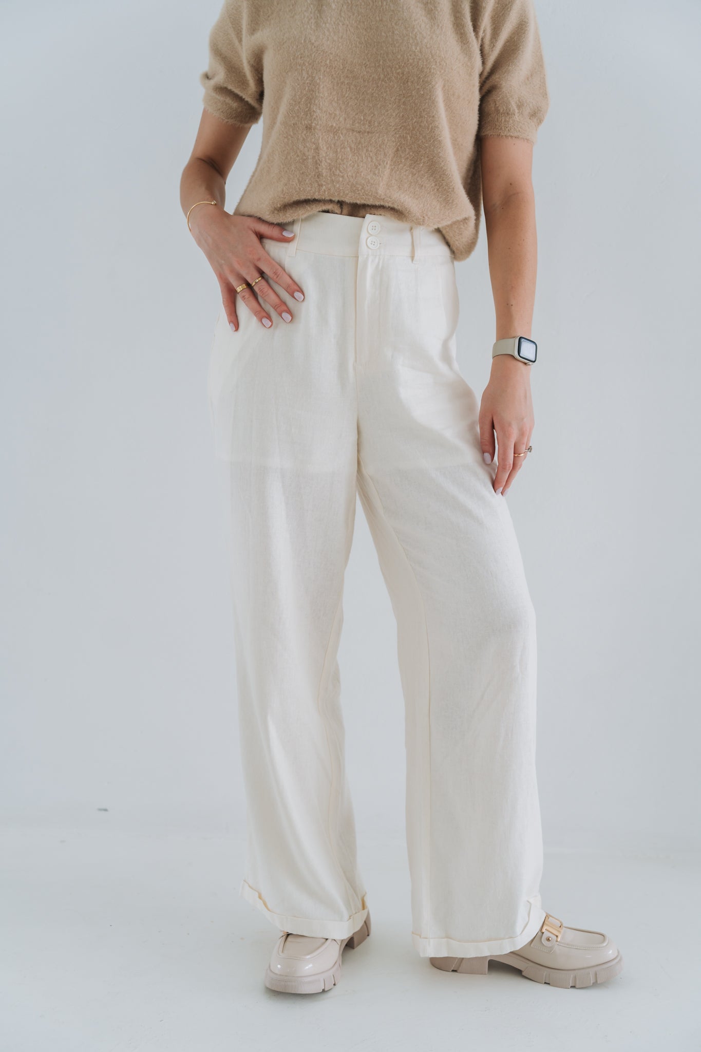 Beige Linen Trouser | Available in Size 30-36