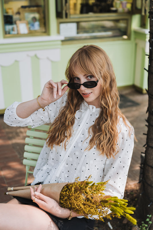Polka Frill Blouse | One Size / Fits 30-34