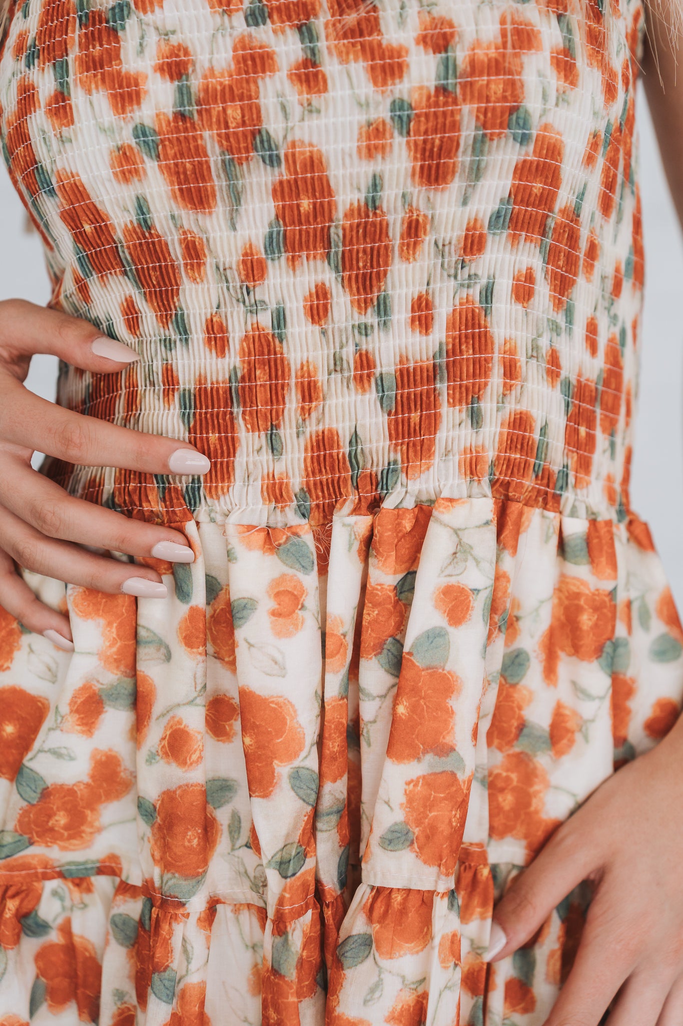 Boho Floral Dress Rust