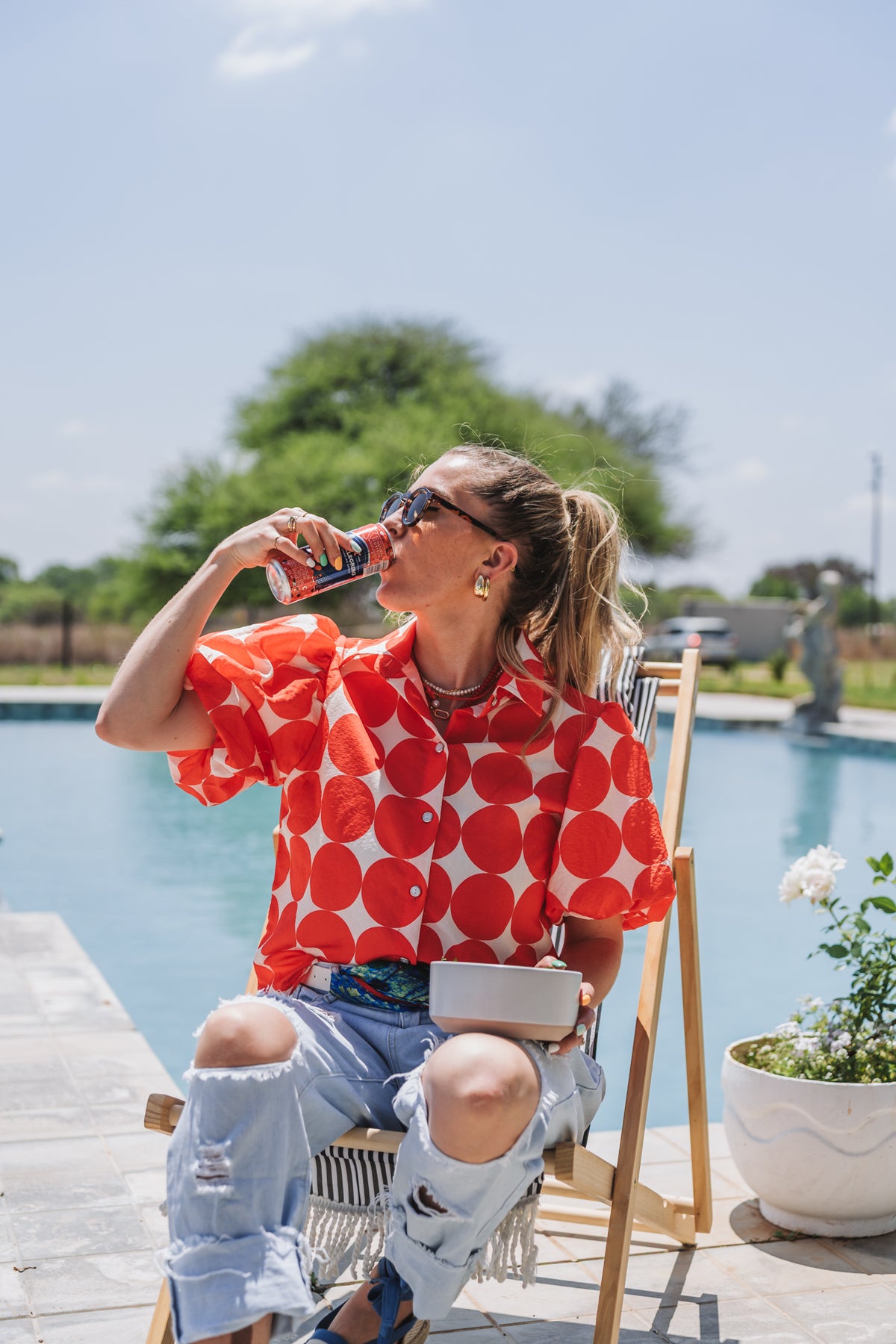Statement Blouse Red | One Size / Fits 30-34