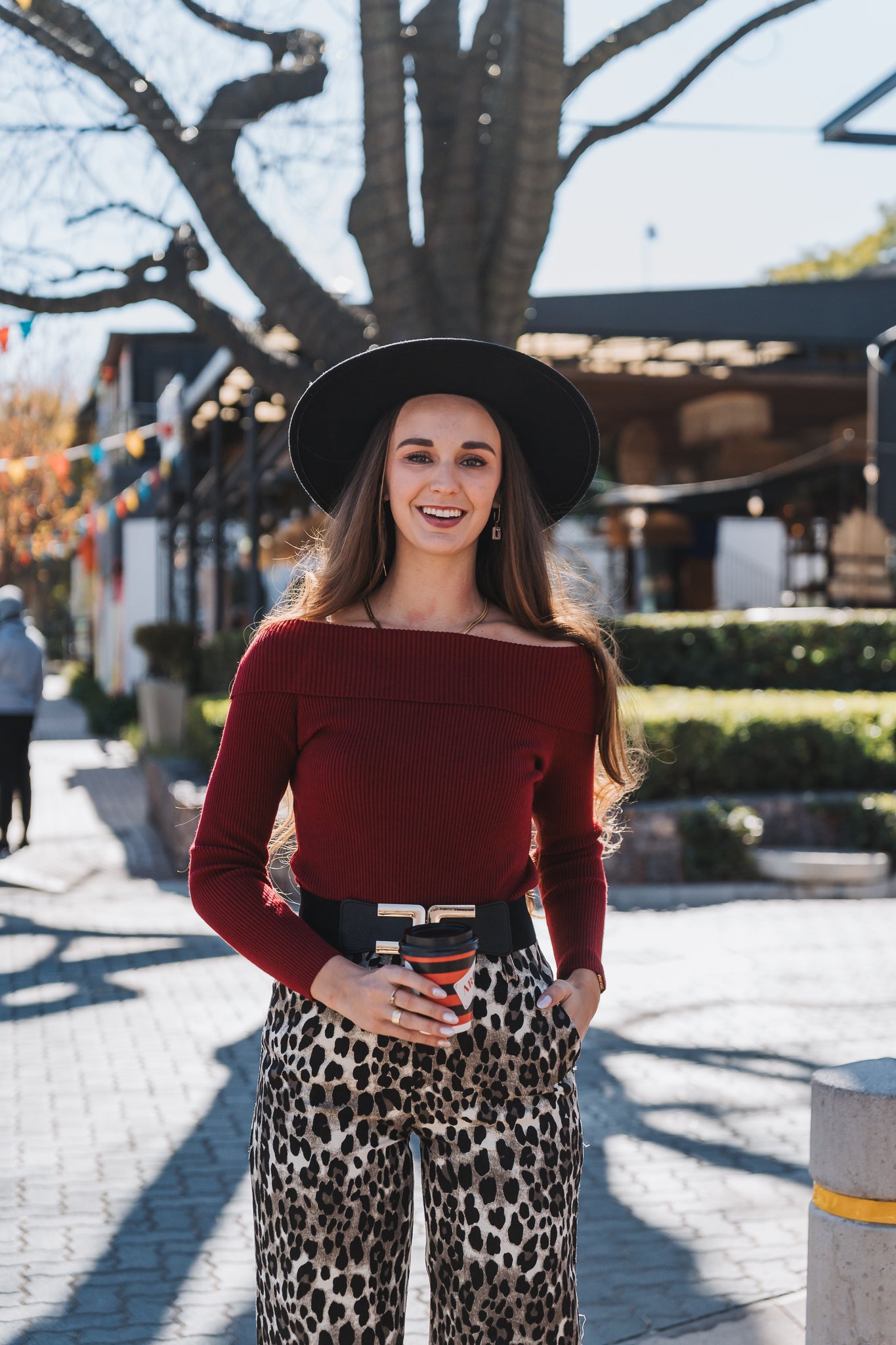 Off Shoulder Knit Burgundy
