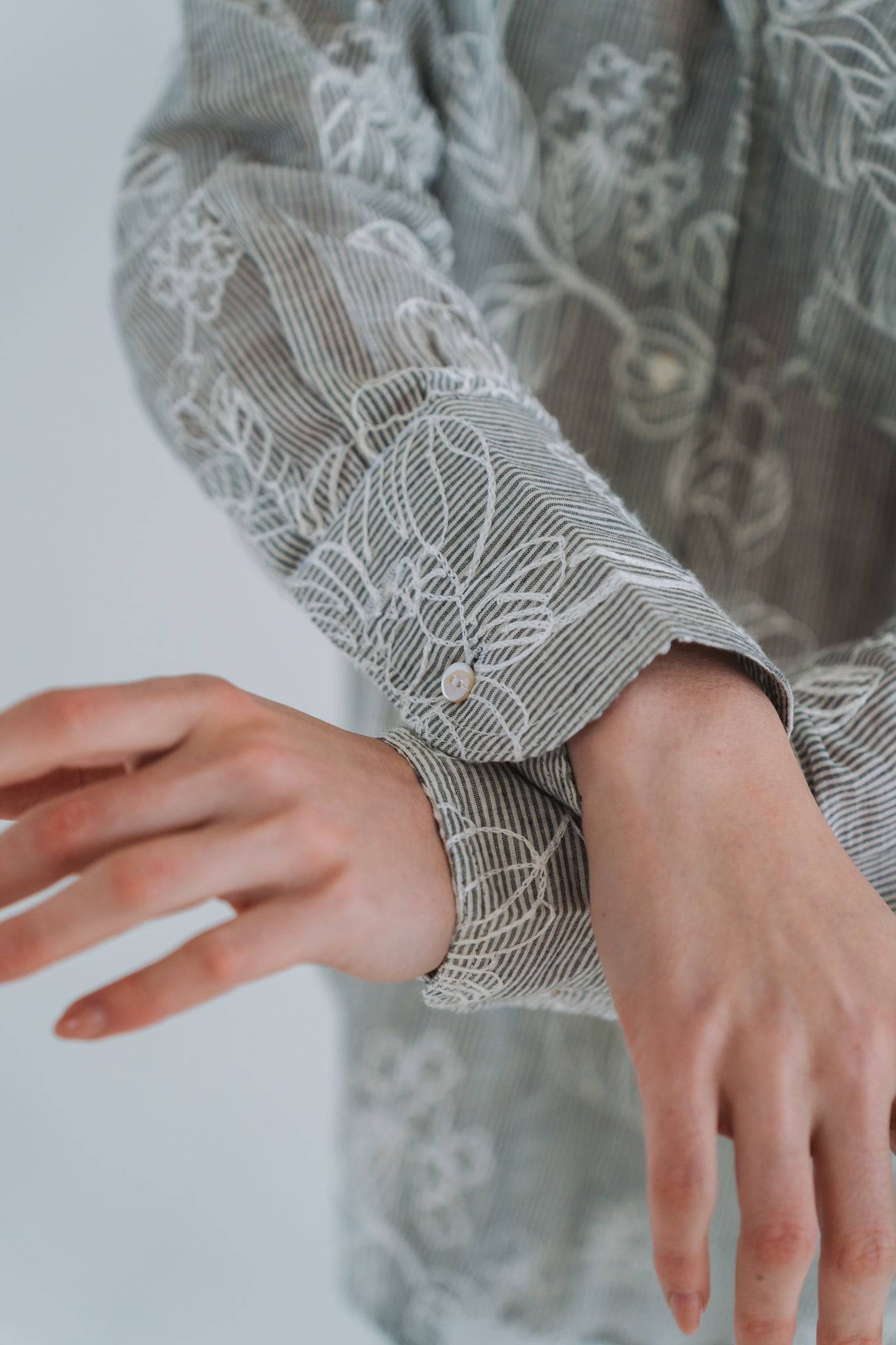 Grey Embro Blouse | One Size / Fits 32-36