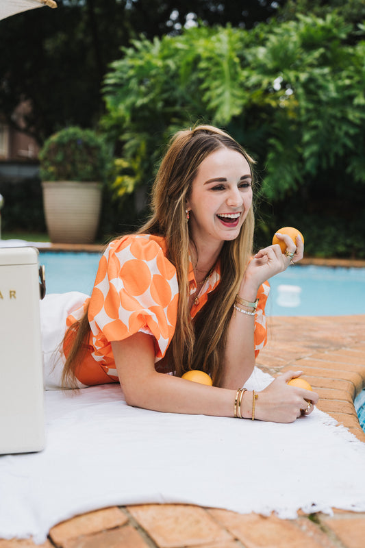 Polka Puff Top Orange