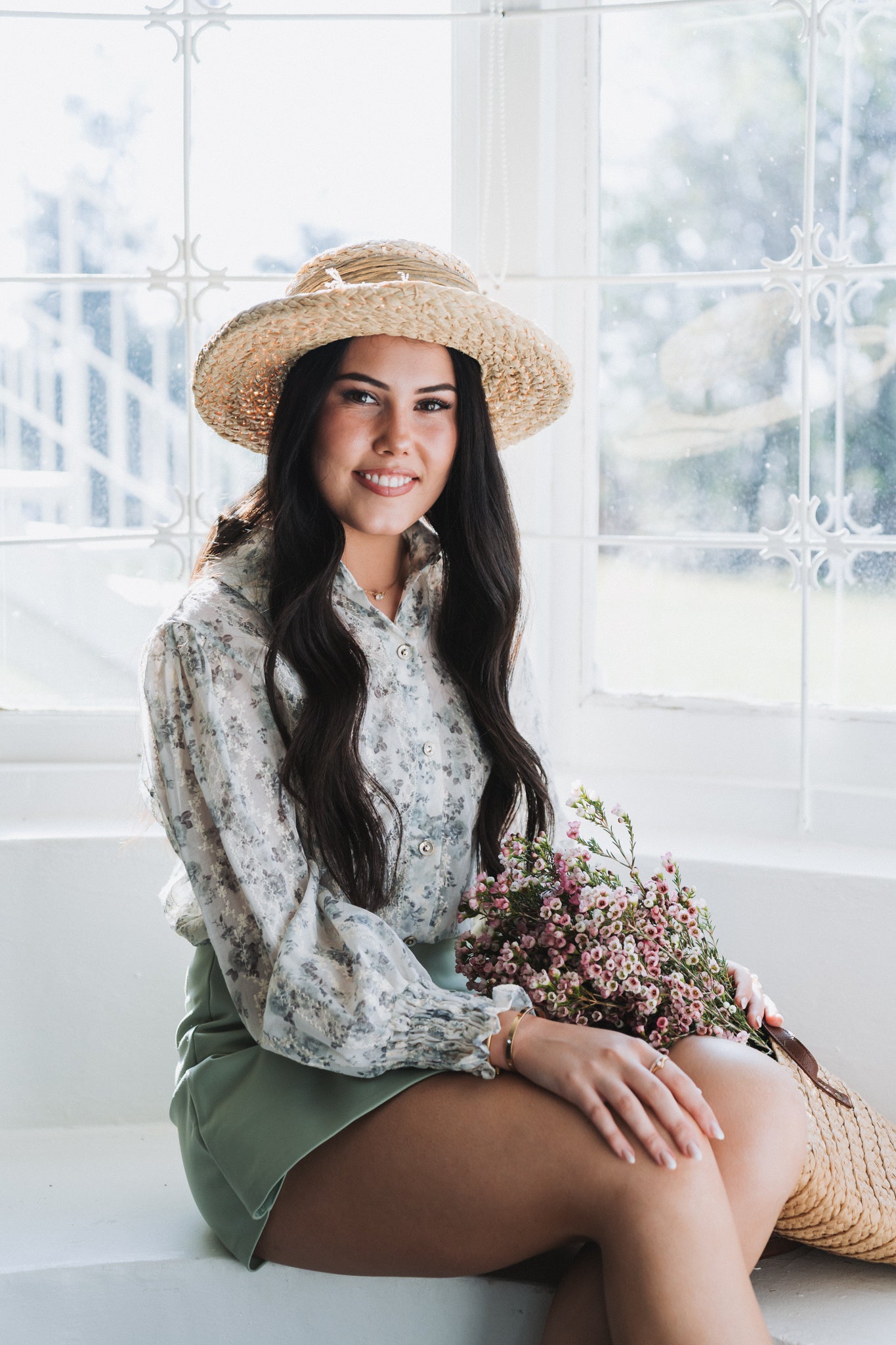 Bouquet Blouse Sage | One Size / Fits 32-36