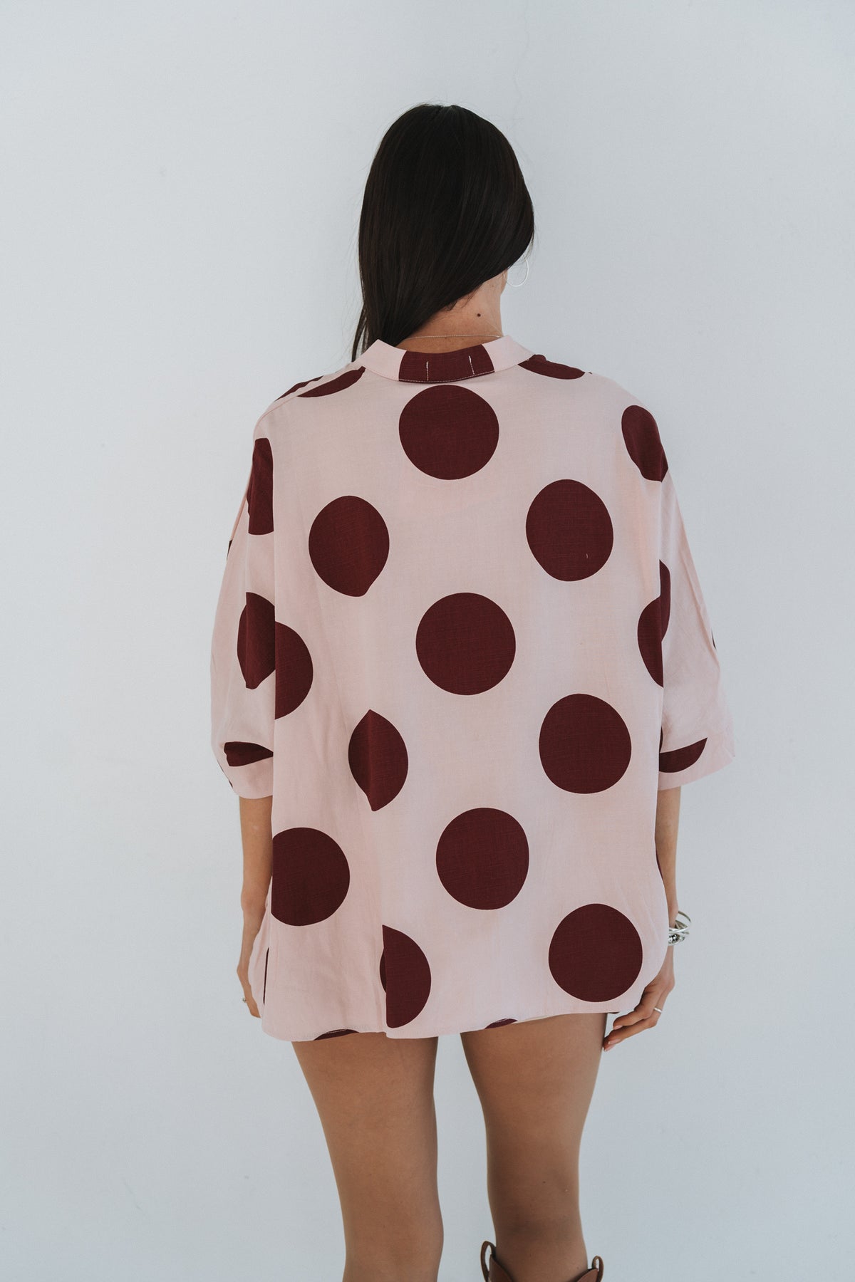 Large Polka Blouse Pink | One Size / 32-38