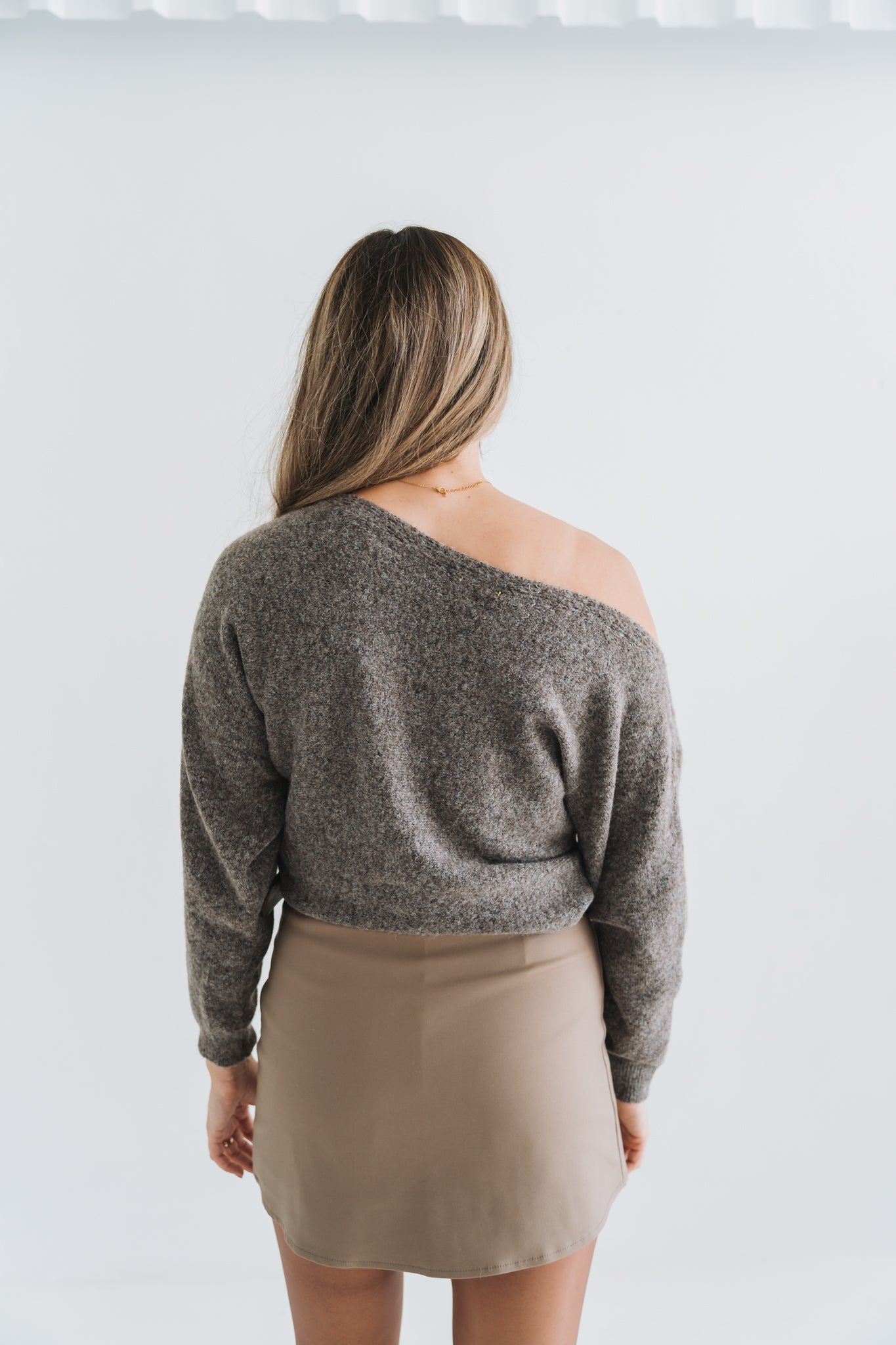 Open Shoulder Knit Brown | Available Size M-L