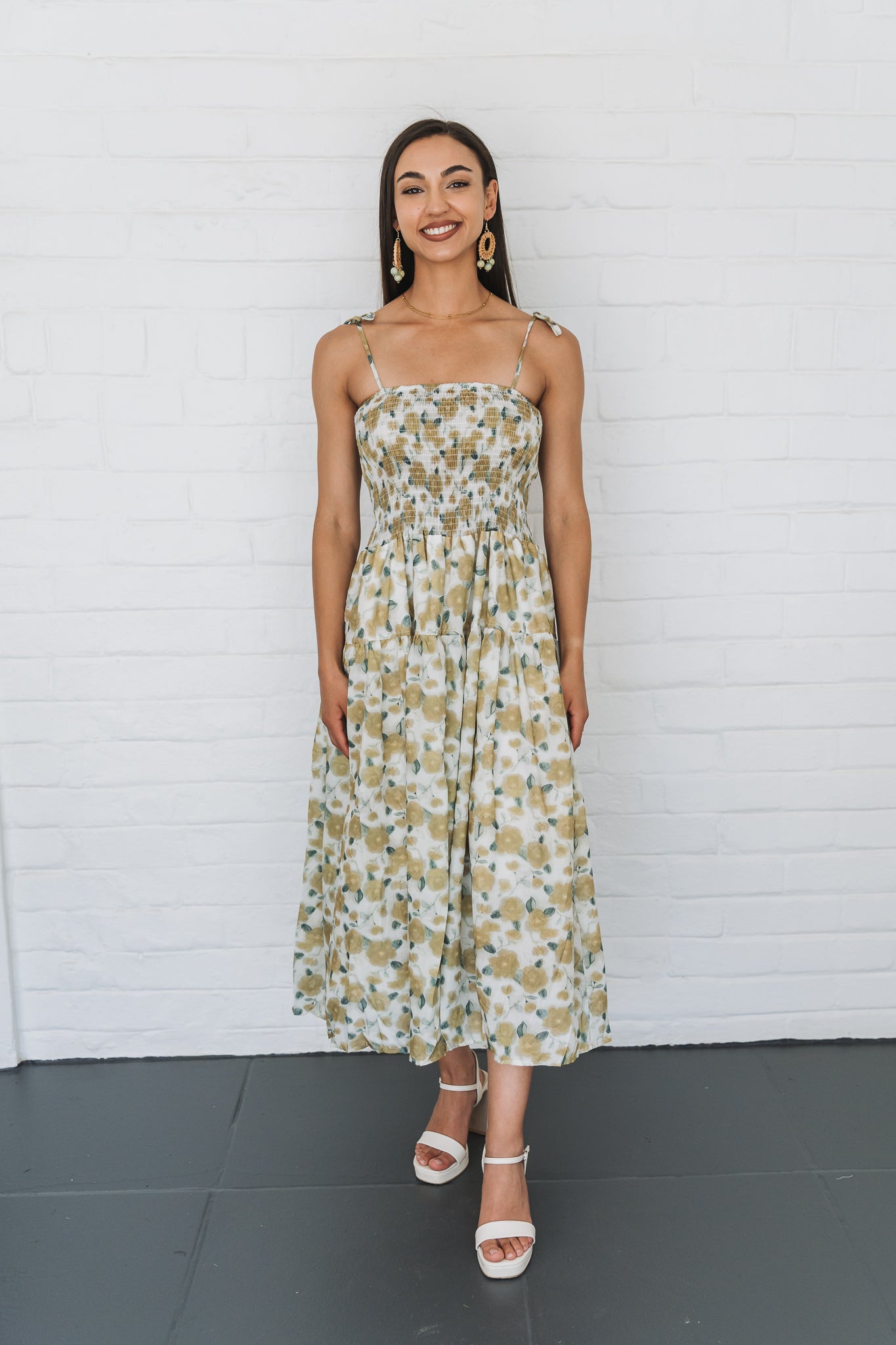 Boho Floral Dress Green