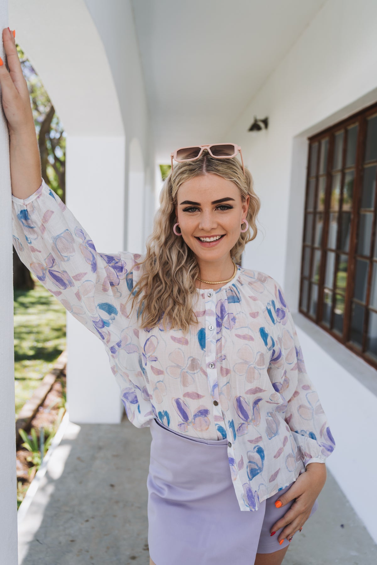 Lilac Floral Blouse | One Size / Fits 30-36